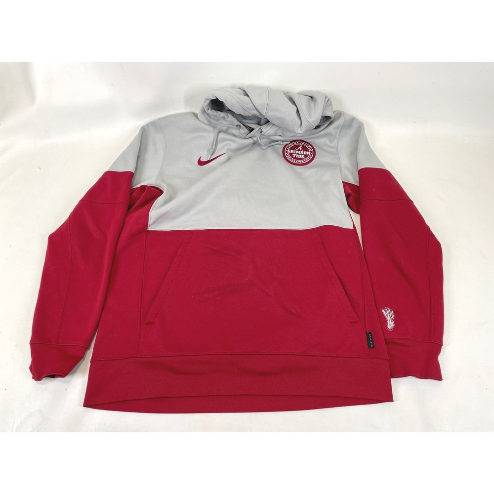 Nike Alabama Crimson Tide Dri-FIT Hoodie Grey Red Mens Large On-Field Football
